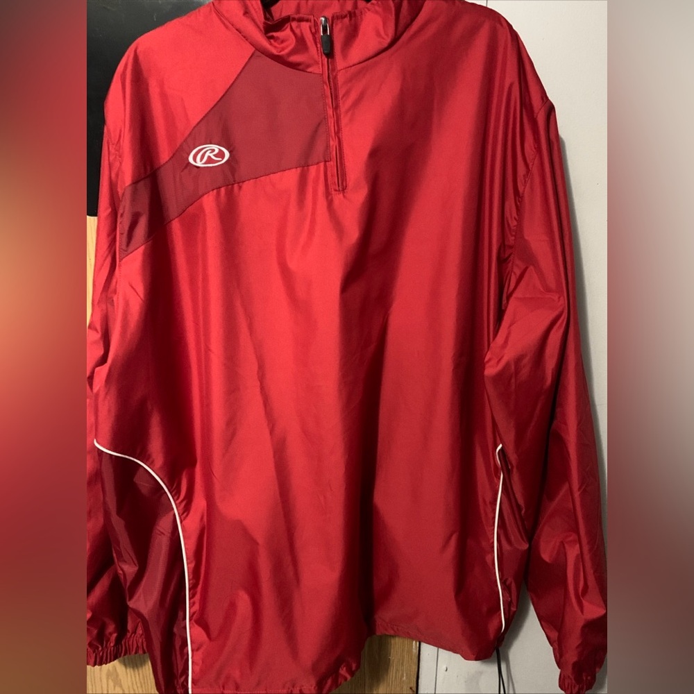 Rawlings Jacket Adult 2X Large Red Athletic Windbreaker Lightweight